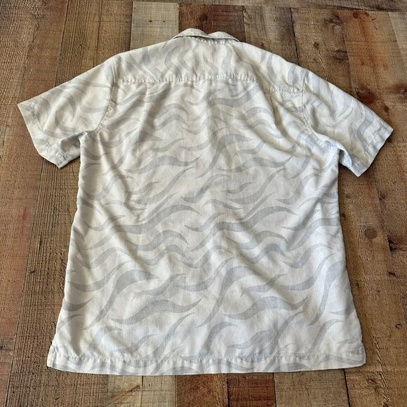 Tommy Bahama Mens Short Sleeve Button-Up Shirt S/P Silk Blend Beige & Gray Wave - Picture 9 of 9